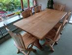 Massief eikenhouten eettafel met zes stoelen, Ophalen, Gebruikt, Landelijk Klassiek, 6 tot 8 stoelen