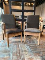 Vintage bruin velours stoelen van teakhout., Ophalen of Verzenden