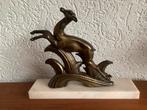 Vintage art deco beeld springend hert ree hinde, Antiek en Kunst, Ophalen of Verzenden