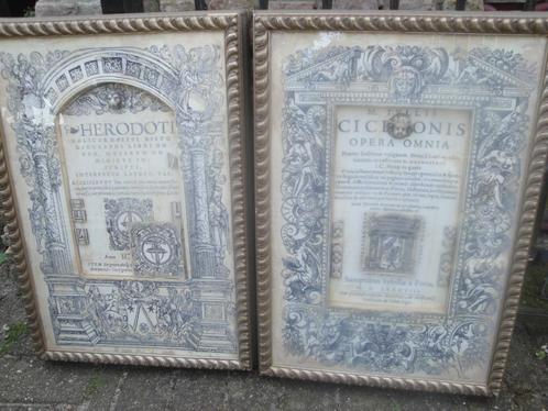 zeer oude verdiepte lijsten met latijnse teksten, Antiek en Kunst, Curiosa en Brocante, Ophalen of Verzenden