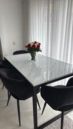 Marmeren eettafel, Huis en Inrichting, Tafels | Eettafels, Ophalen, Zo goed als nieuw, Rechthoekig, 50 tot 100 cm