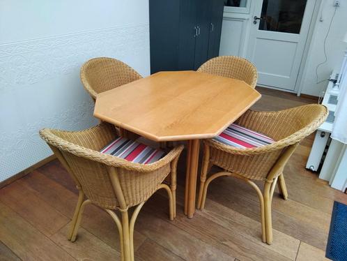 Tafel set met op maat gemaakte kussens, Huis en Inrichting, Tafels | Eettafels, Gebruikt, 150 tot 200 cm, 150 tot 200 cm, Vier personen