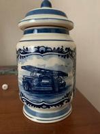 Delfts Blauwe Pot met Deksel - Brandweerwagen Motief Holland, Antiek en Kunst, Ophalen of Verzenden
