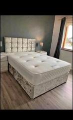 Elegante Bedframe met Knopen – Beschikbaar in Meerdere Maten, Verzenden, Wit, Dekbedovertrek, Nieuw