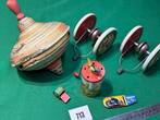 713- Oud blikken speelgoed: tol en loopwielen, gluiten, Antiek en Kunst, Ophalen of Verzenden