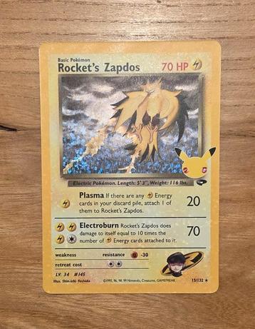 Rocket's Zapdos Celebrations pokemon kaart beschikbaar voor biedingen