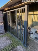 Gebruikte stalen draaipoort met zijhek staanders B&O.  42027, Ophalen, Met poort, Gebruikt, Spijlenhekwerk