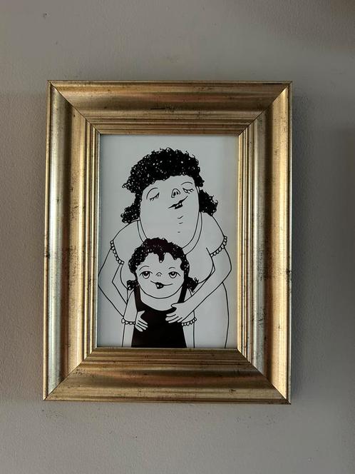 Gaaf lijstje goud met zwart wit tekening liefde, Huis en Inrichting, Woonaccessoires | Lijsten, Zo goed als nieuw, Minder dan 50 cm