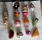 13 Gekleurde glazen kerstballen Cupcakes, ijsje, taart, etc., Ophalen of Verzenden, Zo goed als nieuw