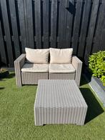 Loungeset Allibert, 2-zits + tafel, incl. zit en rugkussens, Tuin en Terras, Tuinsets en Loungesets, Kunststof, Gebruikt, Bank