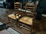 2 Eiken Eetkamerstoelen met Riet, Huis en Inrichting, Stoelen, Ophalen, Gebruikt, Twee, Bruin