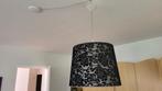 Hanglamp met stoffen kap – zwart/grijs damast motief, Ophalen, Zo goed als nieuw, Grijs, Rond