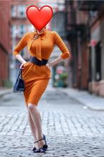 TOPVINTAGE VINTAGE CHIC PENCIL JURK COGNAC 10 / 36 / S, Bruin, Nieuw, Ophalen of Verzenden, Knielengte