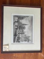 handgemaakte ets Waagtoren Alkmaar ingelijst, Ophalen, Zo goed als nieuw