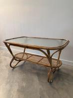 Rohé Noordwolde rotan salontafel met glazen blad, Ophalen, 50 tot 100 cm, Rond, Glas