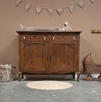 Vintage sierlijke commode houtkleur eiken, Josièfine Vintage Line, Ophalen of Verzenden, Info@josiefine.nl, 100 cm of meer