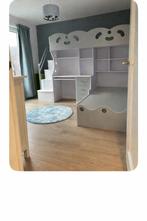 Kinderhoogslaper met bureau en opbergruimte – grijs – 200x80, Ophalen, Hoogslaper, Eenpersoons, 160 tot 180 cm