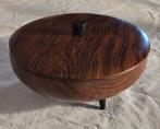 Metalen vintage koektrommel in palissanderhout look, Huis en Inrichting, Tafels | Statafels, Ophalen of Verzenden, Gebruikt
