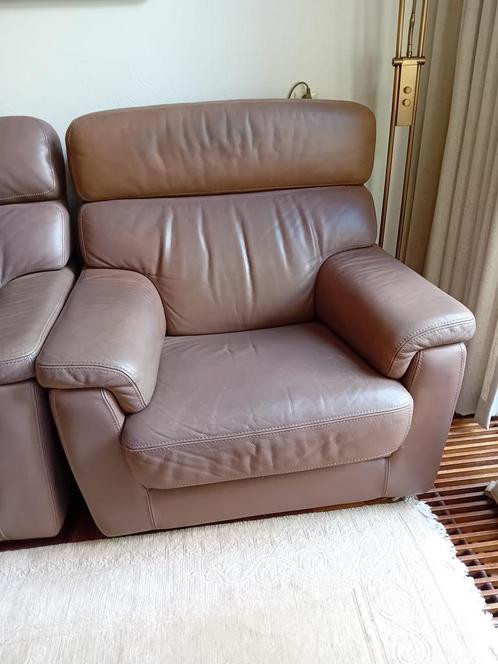 2 zit en 2x 1 zits echt leer, chateaux d’ax, Huis en Inrichting, Banken | Sofa's en Chaises Longues, Gebruikt, 75 tot 100 cm, Leer