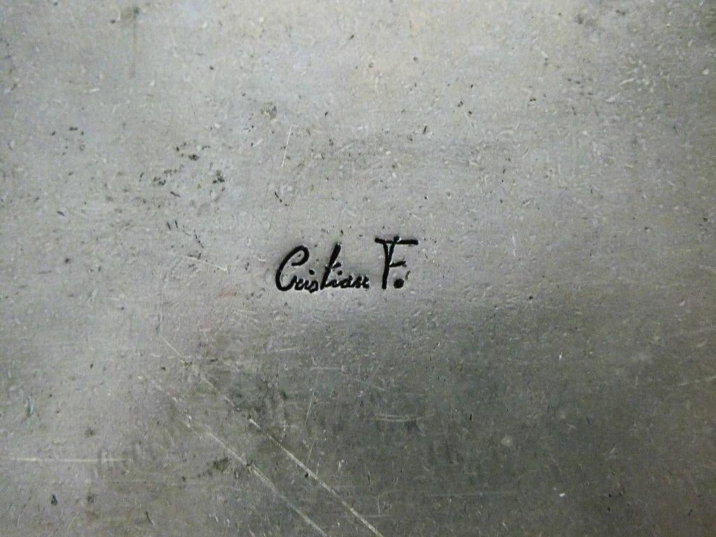 Tinnen roomstel F.Cristian melkkan suikerpot op serveerblad, Ophalen of Verzenden