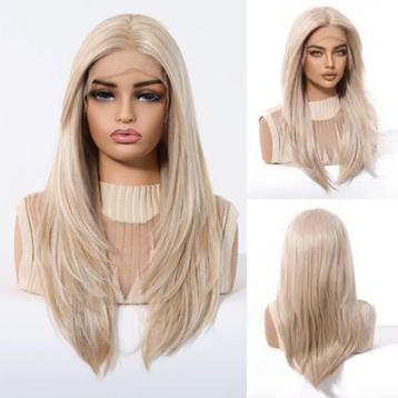 Mono top swiss lace pruik lang blond haar zonder pony model  beschikbaar voor biedingen