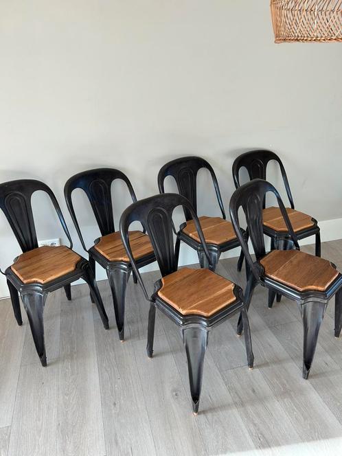 6 fibrocit stoelen, Huis en Inrichting, Stoelen, Gebruikt, Hout, Ophalen