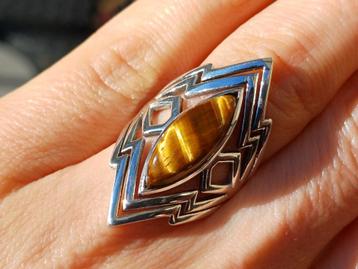 Vanoli 925 zilveren design ring met tijgeroog maat 17 beschikbaar voor biedingen
