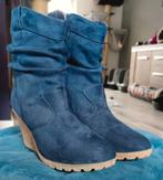 Donkerblauwe laarsjes met sleehak Mode Queen maat 40, Ophalen of Verzenden