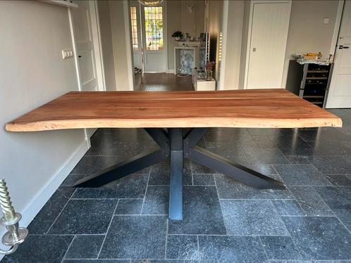 Acacia boomstam eettafel 200 x 100, Huis en Inrichting, Tafels | Eettafels, Zo goed als nieuw, 50 tot 100 cm, 200 cm of meer, Vijf personen of meer