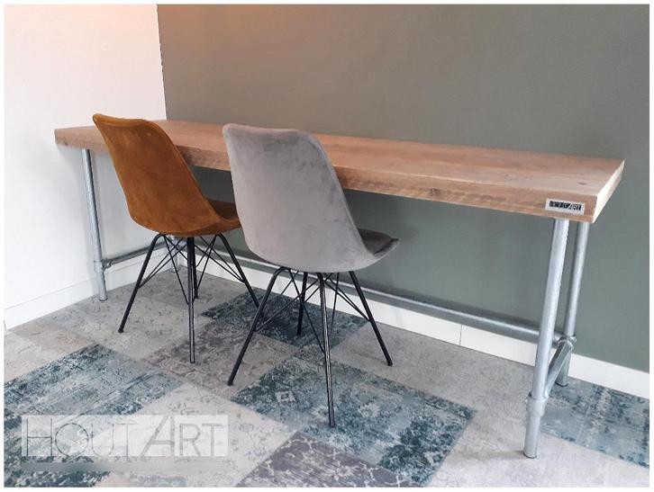 Bureau Luxe steigerhout met verdikte rand in STEIGERBUIS, Huis en Inrichting, Bureaus, Nieuw, Bureau, Met wielen, Ophalen of Verzenden