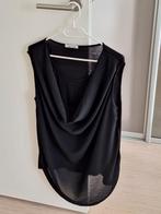 Elegante blouse met watervalvoorpand - Made in Italy, Zwart, Zo goed als nieuw, Zonder mouw, Ophalen