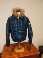 Moncler gevoerde winterjas met bondkraag. Maat 1/ S, Blauw, Ophalen of Verzenden, Zo goed als nieuw, Maat 36 (S)