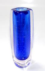 Schitterende Driehoekige Blauw Kristallen Sommerso Vaas, Verzenden
