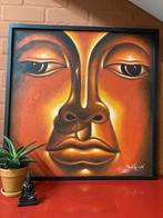 Thais schilderij Boeddha, zwarte lijst, Antiek en Kunst, Kunst | Schilderijen | Klassiek, Ophalen