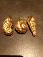 Glazen kerstballen zeepaard en schelpen goud, Diversen, Kerst, Ophalen