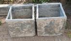 Grijze bloembakken, twee stuks 46 bij 46 bij 43 cm, Ophalen, Gebruikt, Minder dan 60 cm, Vierkant