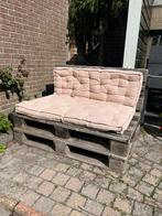 Pallet bankje met kussens, Tuin en Terras, Tuinbanken, Ophalen, Gebruikt, Hout