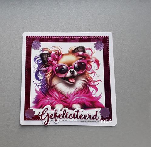 Zelfgemaakte kaart  GEFELICITEERD hond, Hobby en Vrije tijd, Kaarten | Zelfgemaakt, Nieuw, Dieren, Ophalen of Verzenden