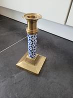 antieke kandelaar koper - delftsblauw, Ophalen of Verzenden, Koper of Brons