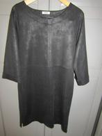 G288 ANNA mt XXL jurk zwart suedine, Zwart, Maat 46/48 (XL) of groter, Zo goed als nieuw, Knielengte