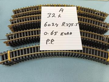 FLEISCHMANN A KEUZE RAILS  6024  R,357-5  KROMME 32 STUKS beschikbaar voor biedingen