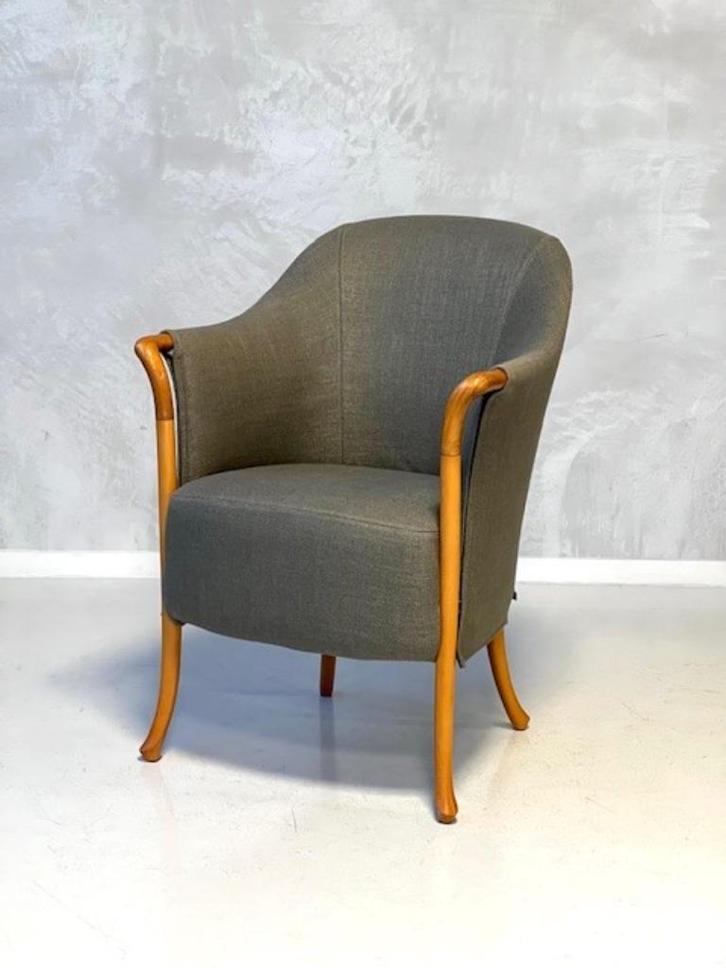 Giorgetti Progetti 63220 fauteuil design armstoel vintage, Huis en Inrichting, Stoelen, Gebruikt, Eén, Hout, Stof, Grijs, Ophalen of Verzenden