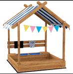 Houten Zandbak met Luifel, Huisontwerp voor 3-7 Jaar, Bruin, Ophalen, Nieuw