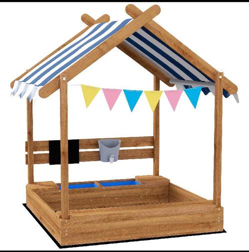 Houten Zandbak met Luifel, Huisontwerp voor 3-7 Jaar, Bruin, Kinderen en Baby's, Speelgoed | Buiten | Zandbakken, Nieuw, Ophalen