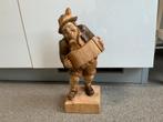 Beeld 40 cm houtsnijwerk Tiroler vrolijke muzikant accordeon, Ophalen of Verzenden