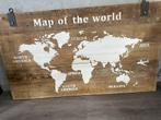 Wereld kaart op hout. 140x80, Huis en Inrichting, Ophalen, Zo goed als nieuw