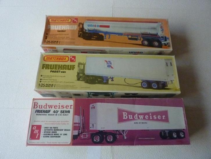 Partij trailers van Matchbox / AMT, schaal 1:25,  Fruehauf, Hobby en Vrije tijd, Modelbouw | Auto's en Voertuigen, Zo goed als nieuw