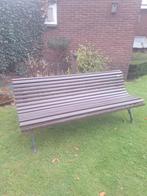 Zware tuinbank met gietijzeren poten en hardhouten latten., Tuin en Terras, Ophalen, Zo goed als nieuw, Hout