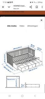Hemnes bed bank IKEA, Huis en Inrichting, Ophalen, Gebruikt, Wit, Tweepersoons