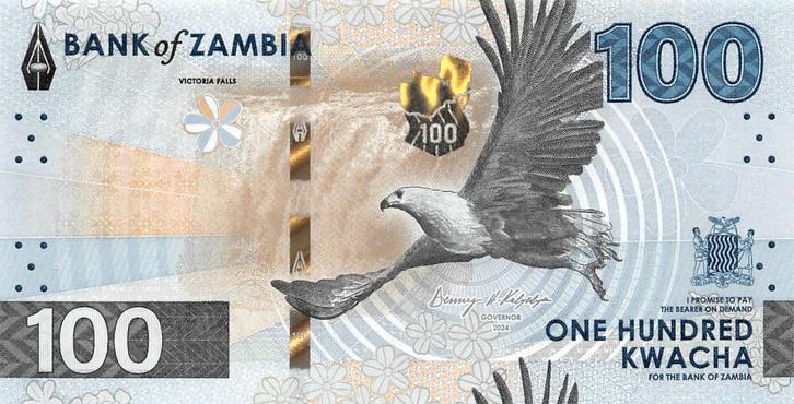 Zambia 100 Kwacha 2024 Unc pn 65a, Postzegels en Munten, Bankbiljetten | Afrika, Los biljet, Zambia, Ophalen of Verzenden